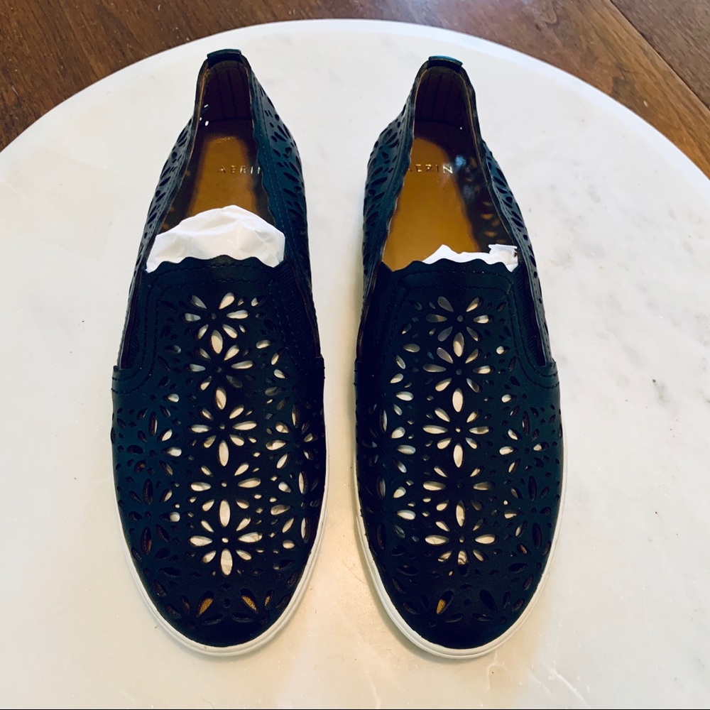 AERIN Black Leather Slip on Slide / Sneaker 7.5